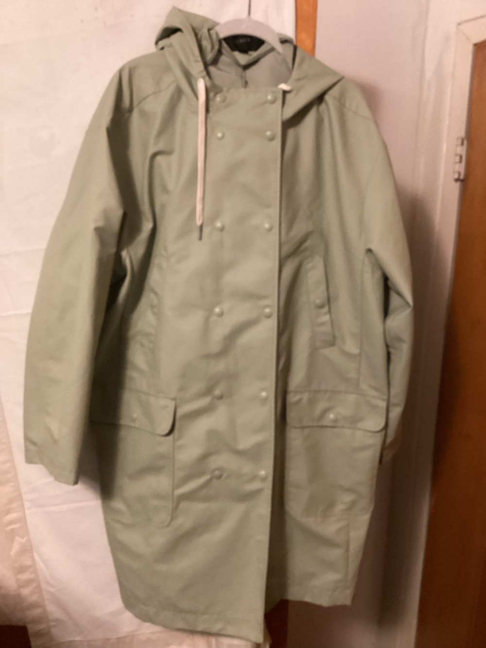 J.Crew Sage double breasted rain coat with hood SZ XL - Picture 1 of 12